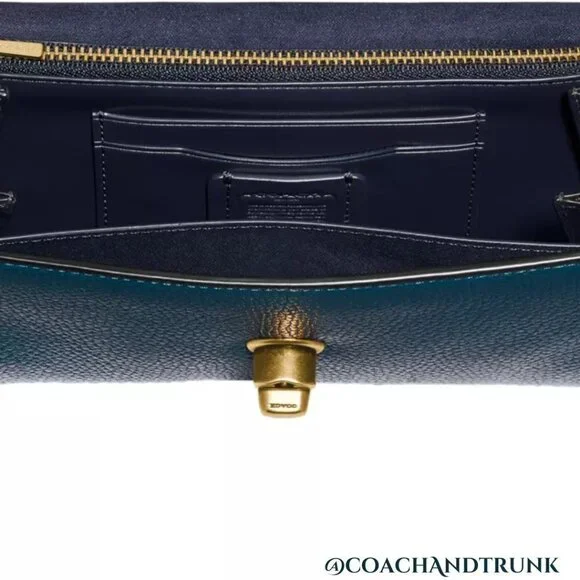 NWT COACH Leather Marlow Stunning Color Block Convertible Bag Brass Tone Accents